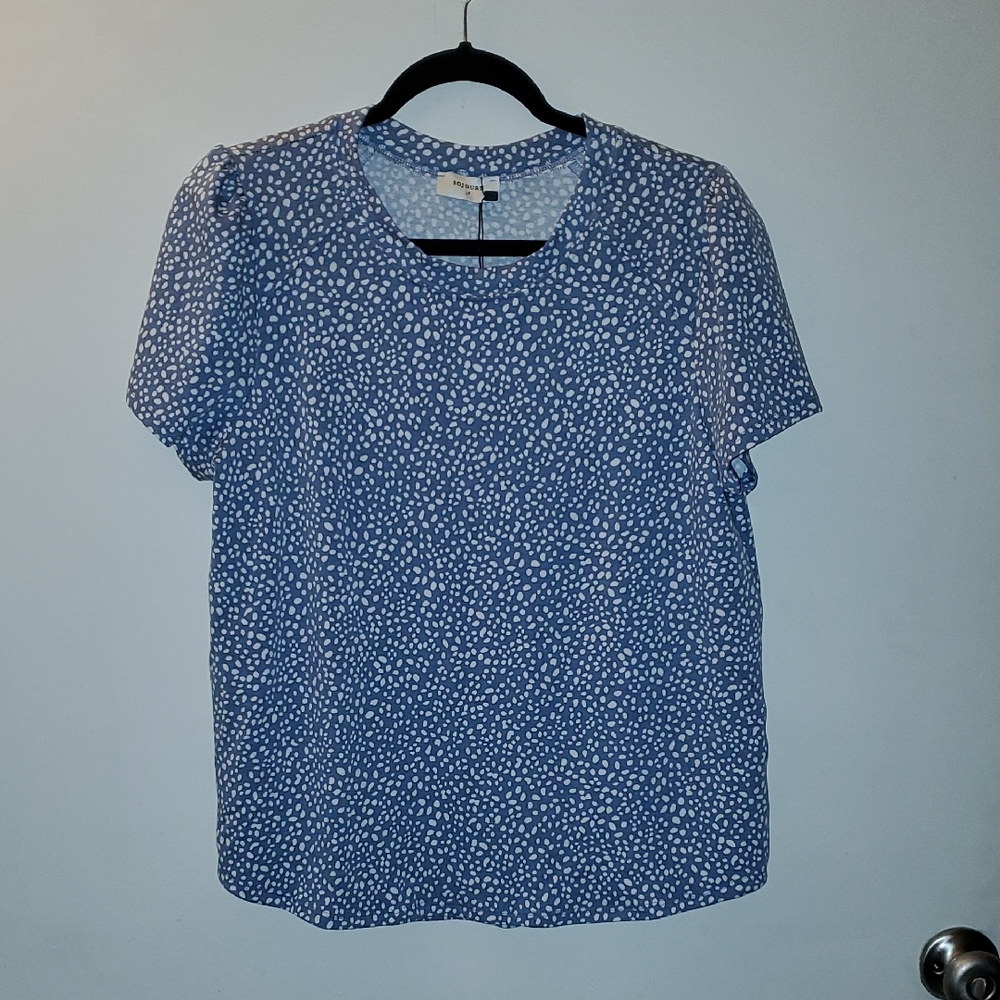 Elegant Blue and White Speckled Women's Blouse